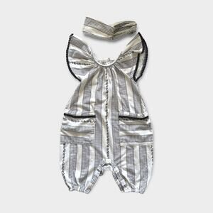 Jessica Simpson Baby Romper & Headband Set 0–3M – Monochrome & Stylish